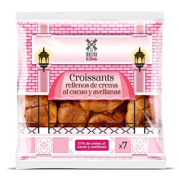 Croissants rellenos de cacao y avellanas El Molino de Dia 315 g 2