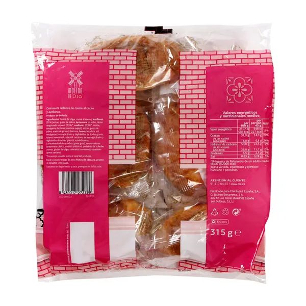 Croissants rellenos de cacao y avellanas El Molino de Dia 315 g 3