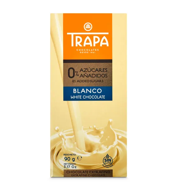 Chocolate blanco sin azúcar añadido Trapa 90 g 2