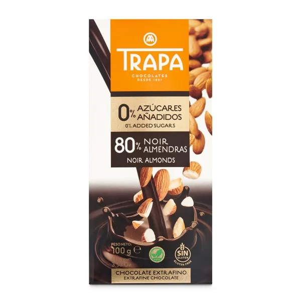 Chocolate negro con almendras Trapa 100 g 2