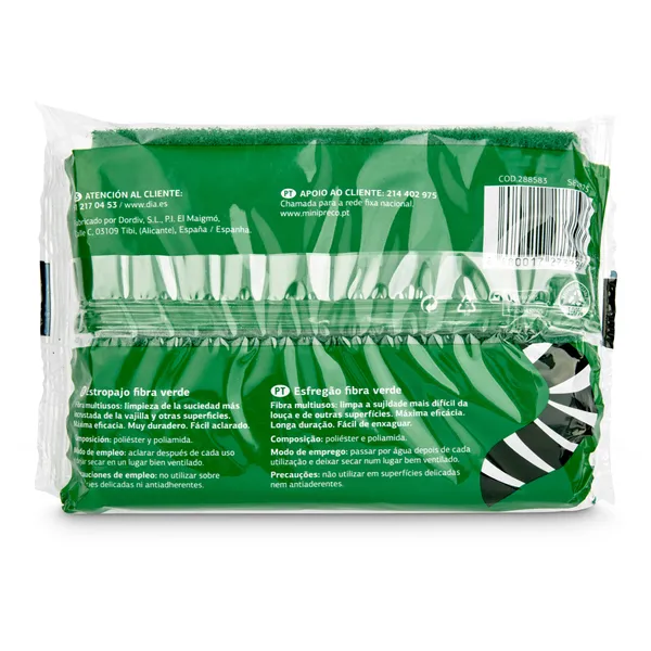 Estropajo de fibra verde Dia Super Paco 4 unidades 3