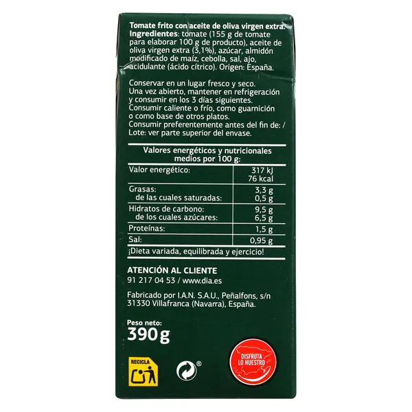 Tomate frito con aceite de oliva Dia Vegecampo 390 g 4