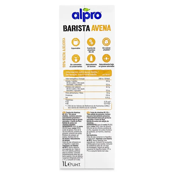 Bebida de avena barista Alpro 1 L 4