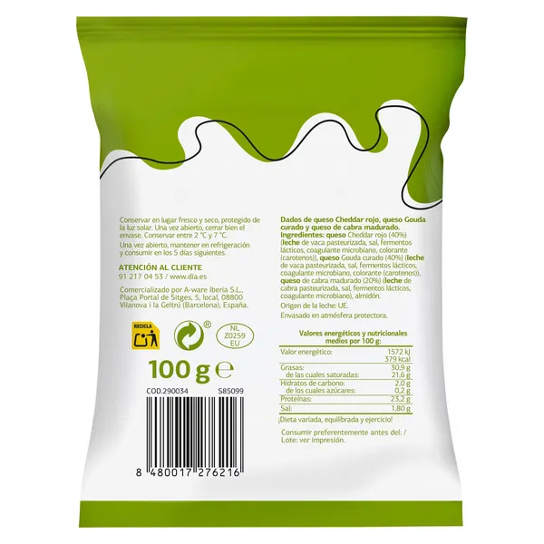 Dados de queso para ensalada Dia Láctea 100 g 2