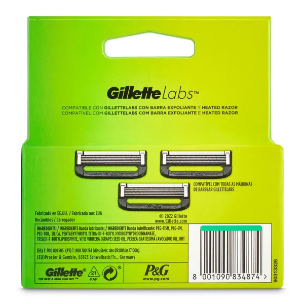 Maquinilla de afeitar recambio Gillette Labs blíster 3 unidades 3