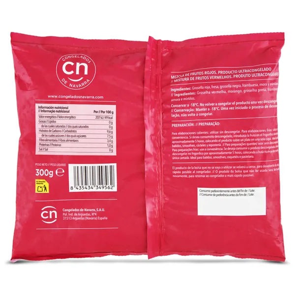 Frutos rojos Congelados de Navarra bolsa 300 g 2