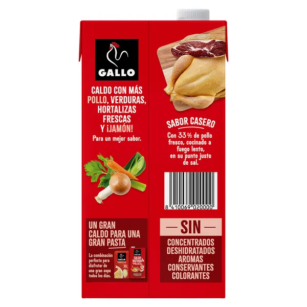 Caldo natural de pollo con jamón ibérico Gallo brik 1 l 4