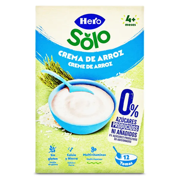 Papilla crema de arroz sin azúcares añadidos Hero caja 220 g 2