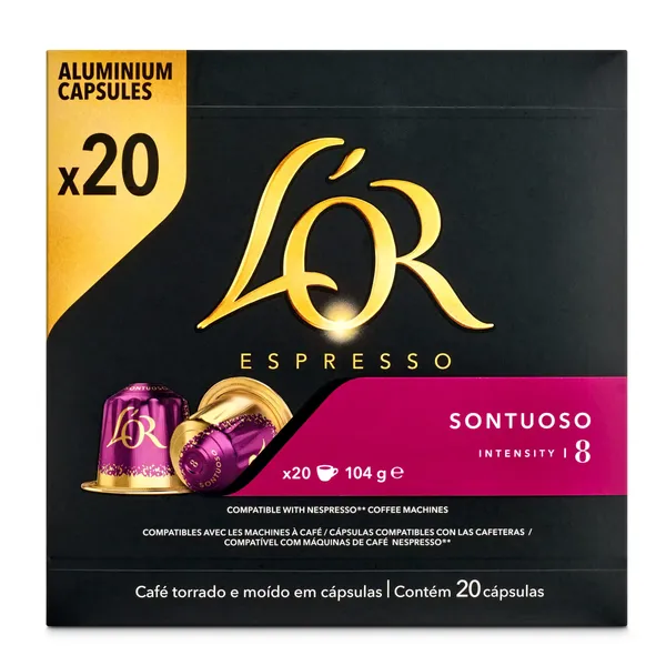 Café en cápsulas espresso sontuoso L'Or caja 20 unidades 2