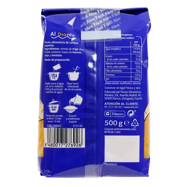 Fideo grueso Al Diante Dia bolsa 500 g 2