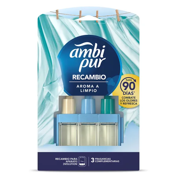 Ambientador eléctrico 3volution aroma limpio Ambipur blister 1 unidad