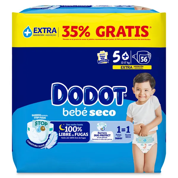 Pañales 12-17 kg talla 5 Dodot 56 unidades 2