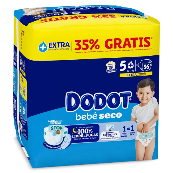 Pañales 12-17 kg talla 5 Dodot 56 unidades 3