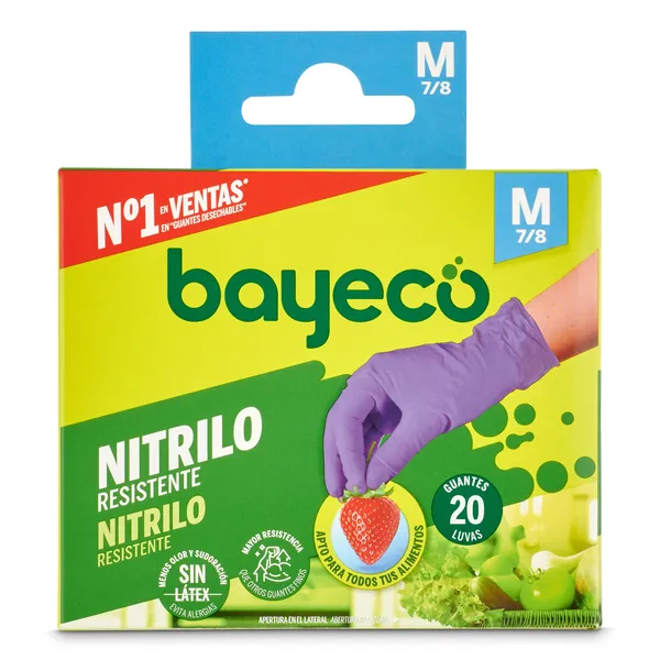 Guantes nitrilo desechables talla M Bayeco caja 20 unidades 2