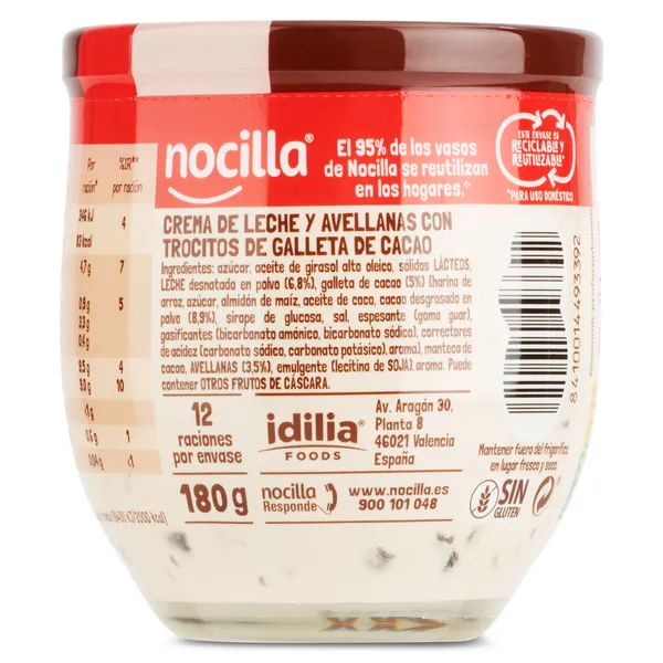 Crema de cacao con avellanas cookies&cream Nocilla bote 180 g 2