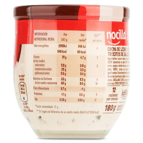Crema de cacao con avellanas cookies&cream Nocilla bote 180 g 3