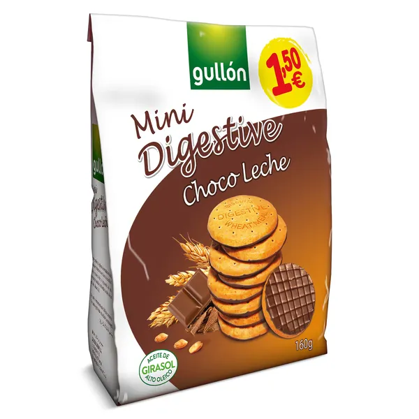 Mini galletas digestive de chocolate con leche Gullón bolsa 160 g 2