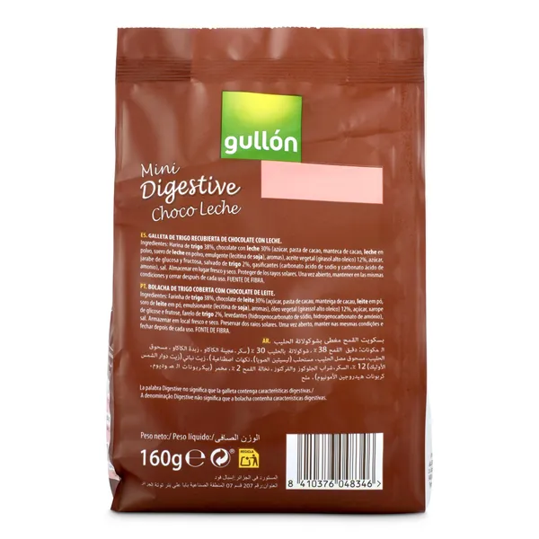 Mini galletas digestive de chocolate con leche Gullón bolsa 160 g 4