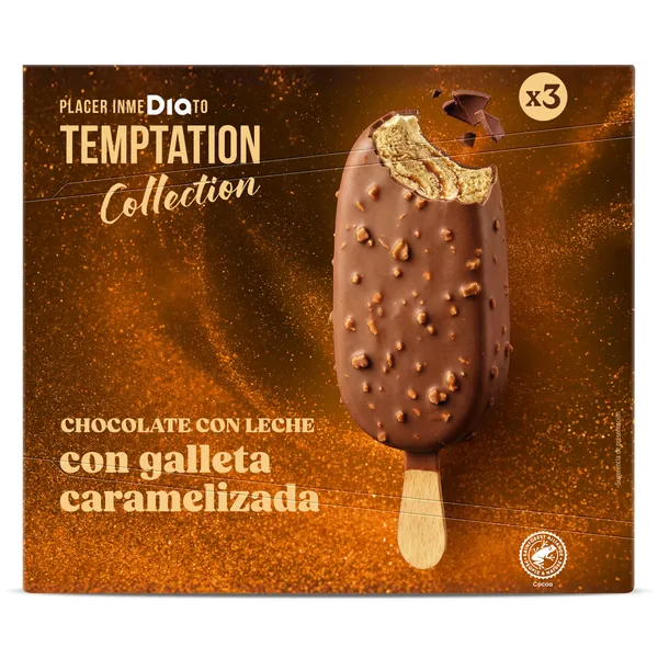 Helado bombón galleta y caramelo Dia Temptation 3 x 71 g 2