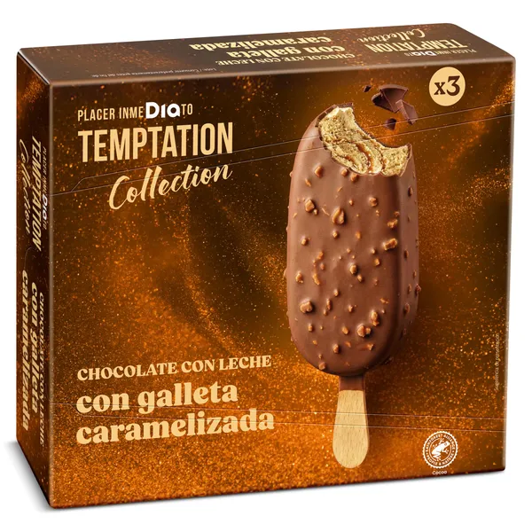 Helado bombón galleta y caramelo Dia Temptation 3 x 71 g 3