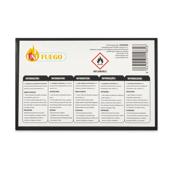 Pastillas de encendido Uni fuego caja 36 unidades 4