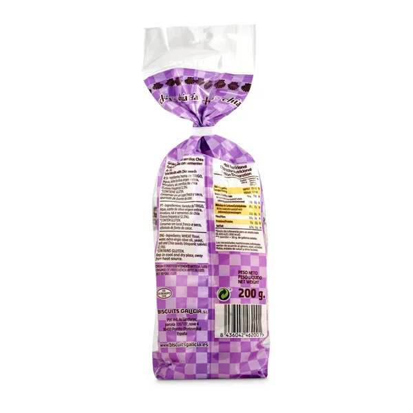 Galletas saladas con semillas de chía Biscuits Galicia bolsa 200 g 2