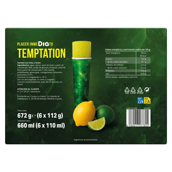 Polos sabor tropical lima-limón Dia Temptation 6 x 112 g 4