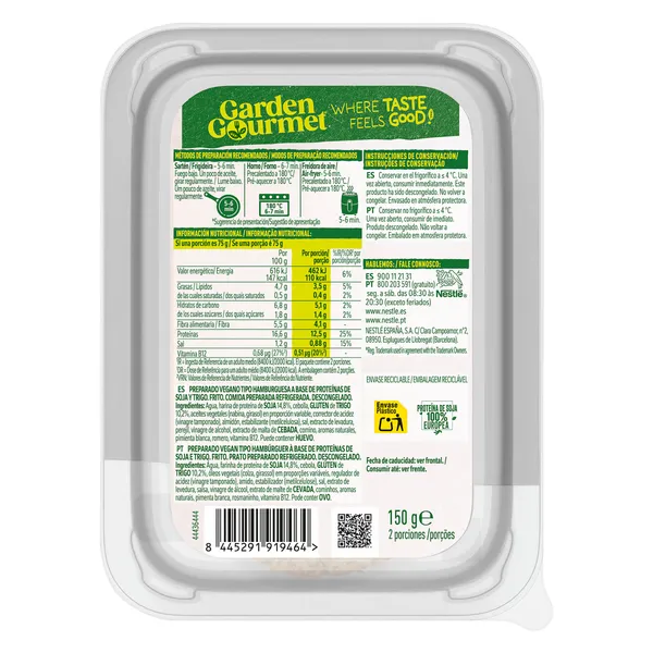 Hamburguesa vegana Garden Gourmet 150 g 3
