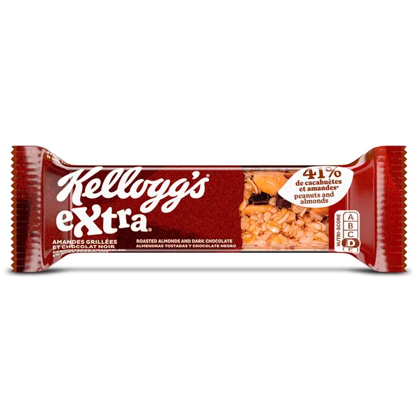 Barritas de avena, cacahuetes y almendras con chocolate Kellogg's Extra bolsa 32 g