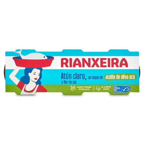 Atún claro en aceite de oliva eco MSC Rianxeira lata 3 x 52 g 2