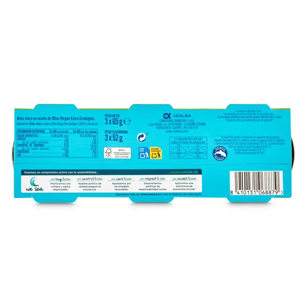 Atún claro en aceite de oliva eco MSC Rianxeira lata 3 x 52 g 3