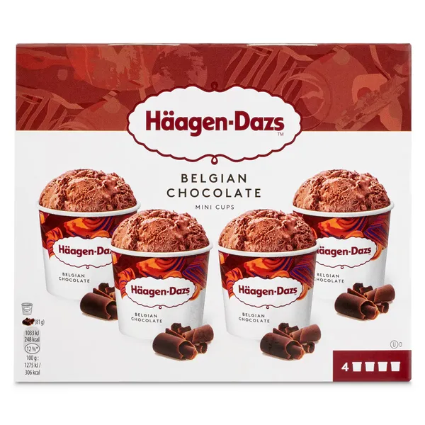 Helado chocolate collection mini cups 4 unidades Haagen Dazs caja 326 g 2