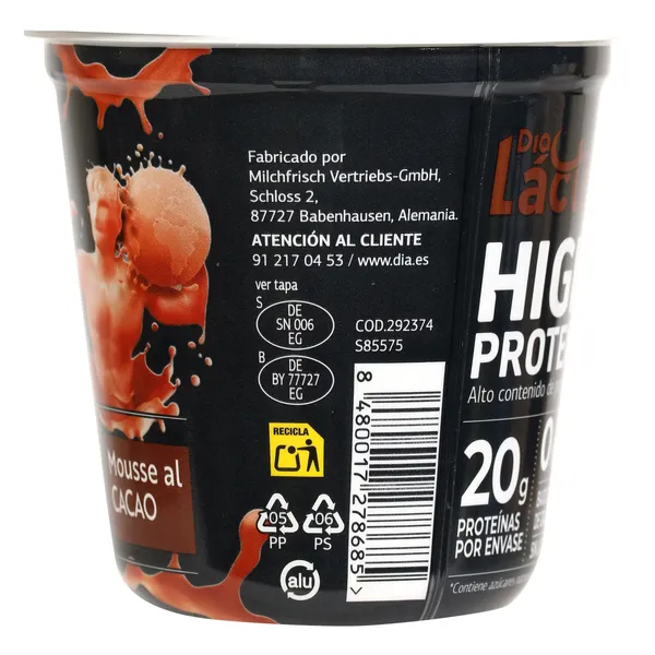 Mousse de cacao alta en proteínas Dia Láctea 200 g 6