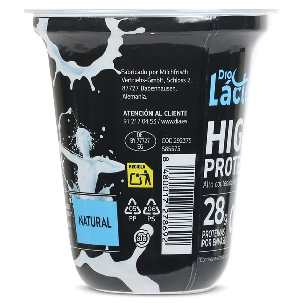 Postre lácteo natural alto en proteína Dia Láctea vaso 300 g 5