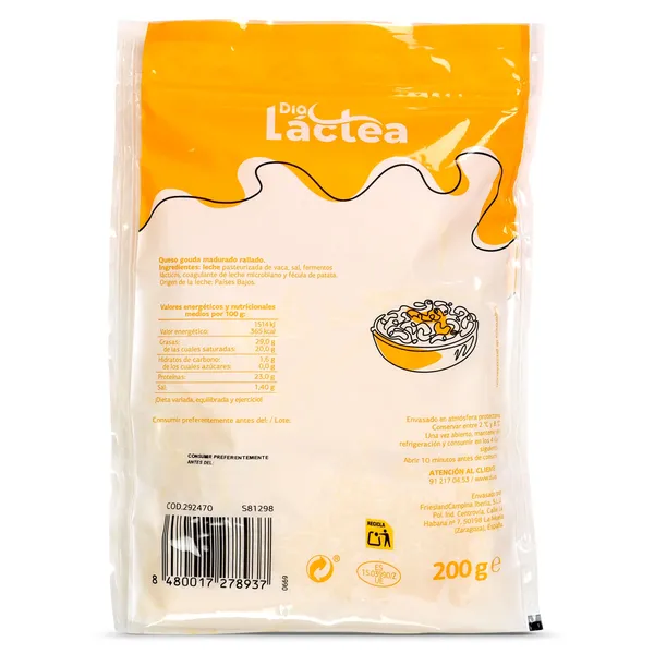 Queso gouda rallado Dia Láctea 200 g 3