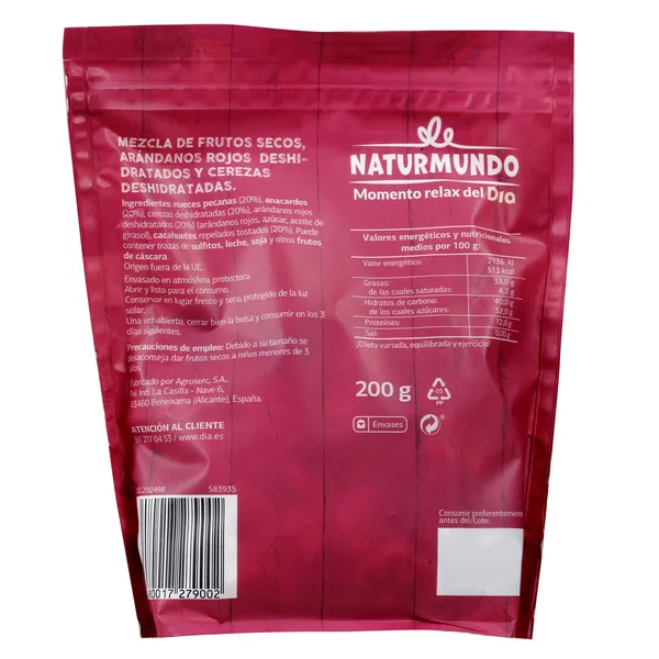 Mix de frutos secos harmony Naturmundo de Dia bolsa 200 g 2