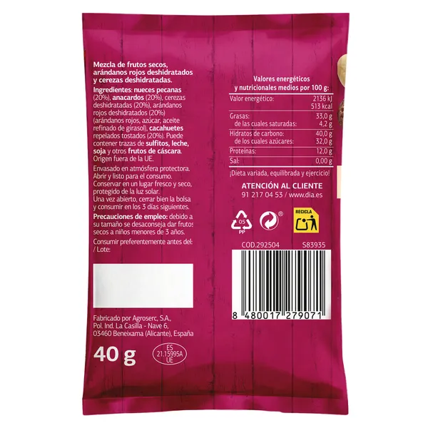 Mix de frutos secos harmony Naturmundo de Dia bolsa 40 g 2