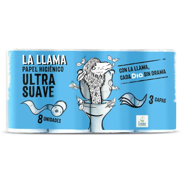 Papel higiénico ultra suave 3 capas Dia La Llama bolsa 8 unidades 2
