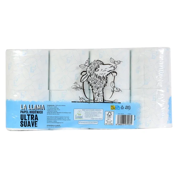 Papel higiénico ultra suave 3 capas Dia La Llama bolsa 8 unidades 4