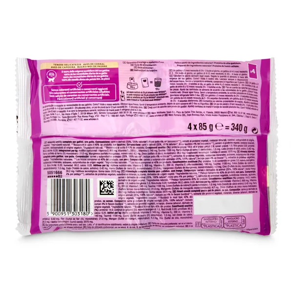 Alimento para gatos junior aves en gelatina Whiskas pure delight bolsa 4 x 85 g 2