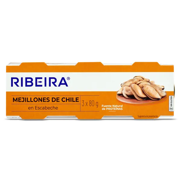Mejillones en escabeche Ribeira lata 3 x 43 g 2
