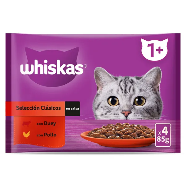 Alimento para gatos selección carnes en salsa Whiskas bolsa 4 x 85 g 2