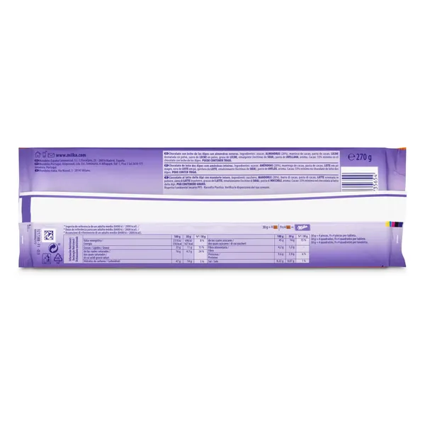 Chocolate con almendras enteras Milka 300 g 3