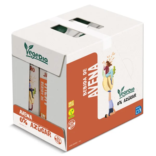 Bebida de avena 0% azúcares Dia Vegedia pack 6 x 1 L
