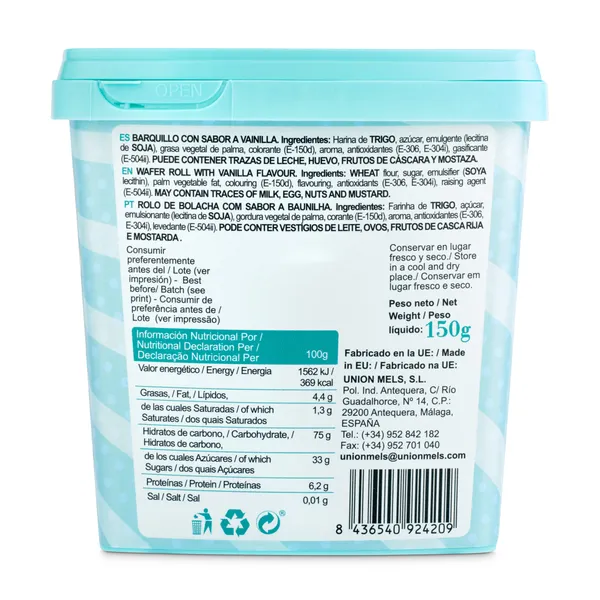 Barquillos Mels bote 150 g 3