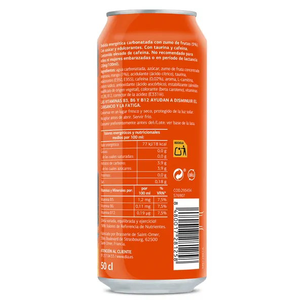 Bebida energética sabor mango El diablo de Dia lata 500 ml 2