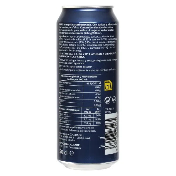 Bebida energética de piña y coco Dia El diablo 500 ml 3