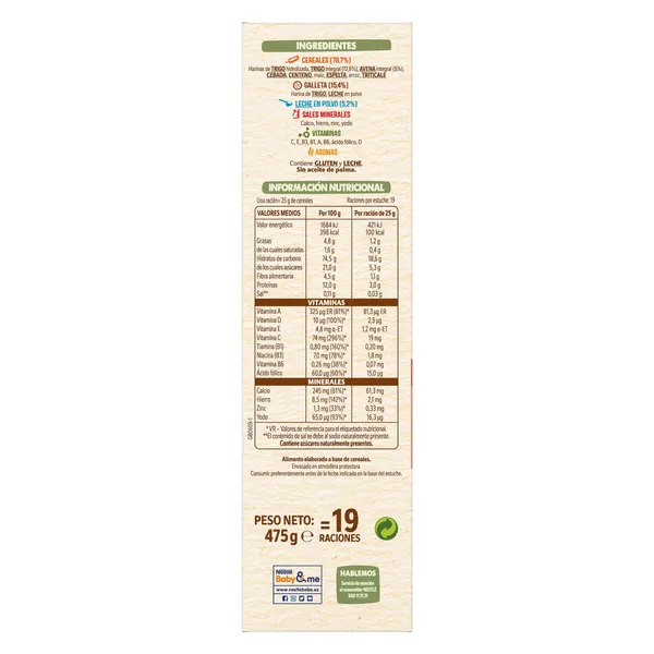 Papilla de cereales y galleta Nestlé caja 475 g 2