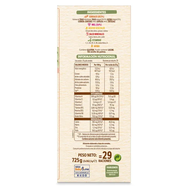 Papilla de 8 cereales con miel Nestlé 725 g 3