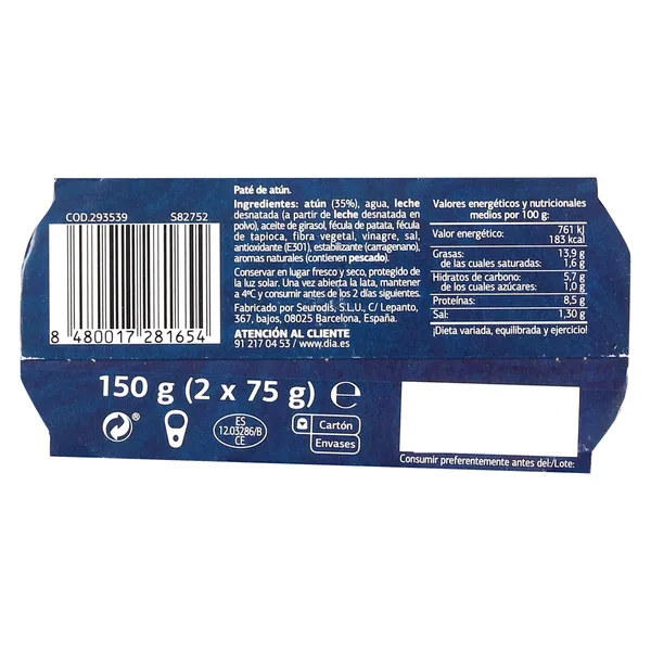 Paté de atún  Dia Nuestra Alacena pack 2 x 75 g 3